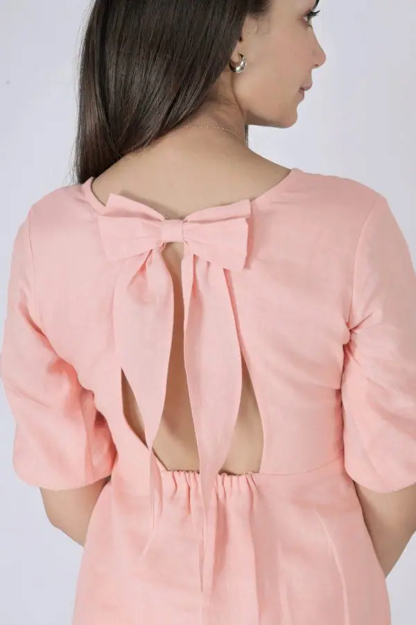 Peach Bow Dress - Image 4