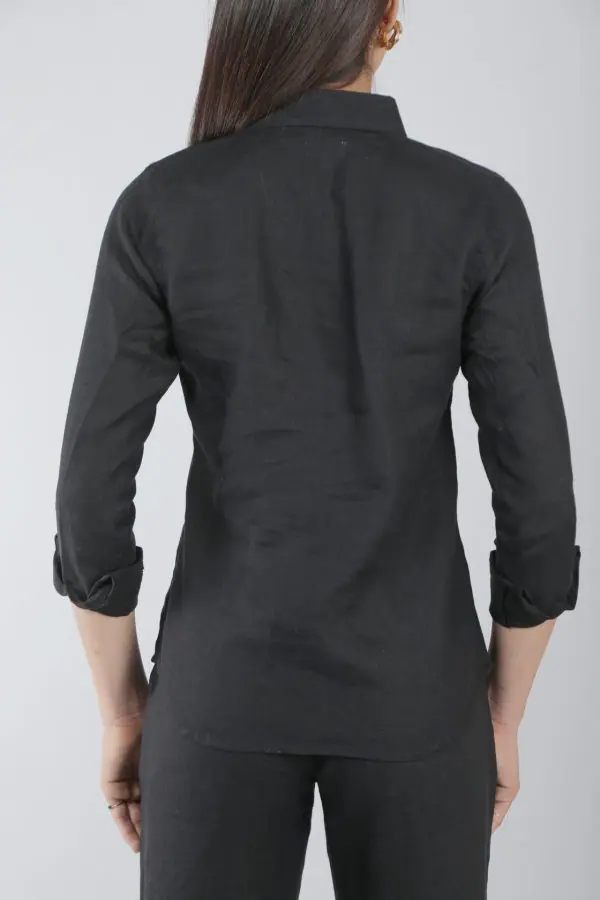 Linen Black Shirt - Image 3