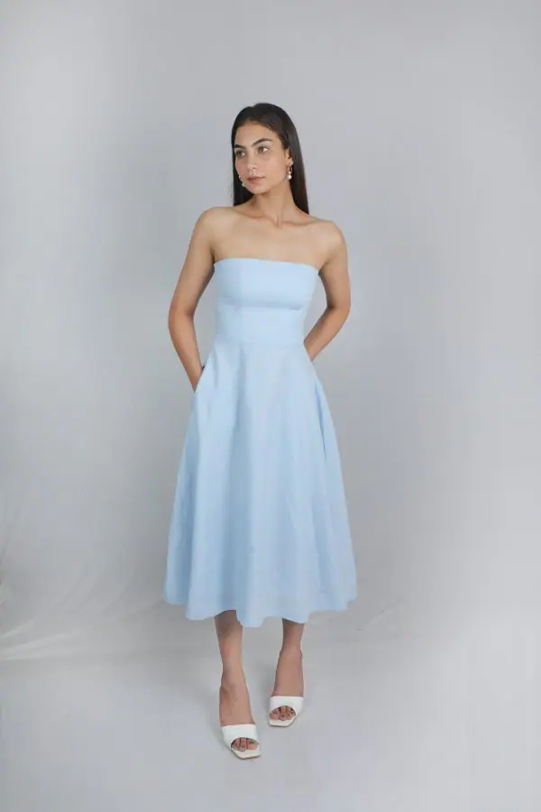 Aurora Bandeau Dress Blue