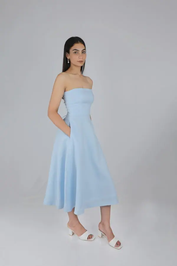 Aurora Bandeau Dress Blue - Image 3