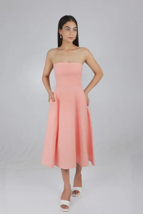 Aurora Bandeau Dress Peach