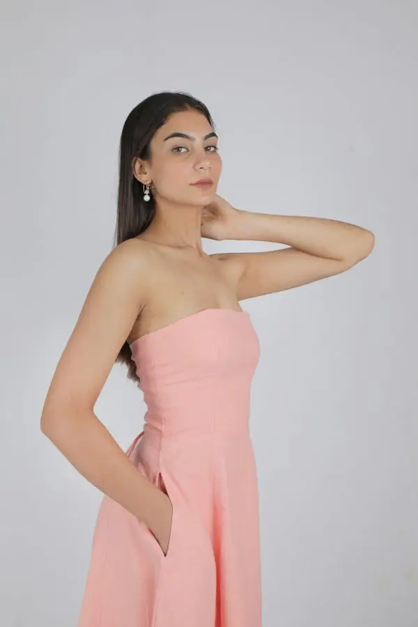 Aurora Bandeau Dress Peach - Image 2