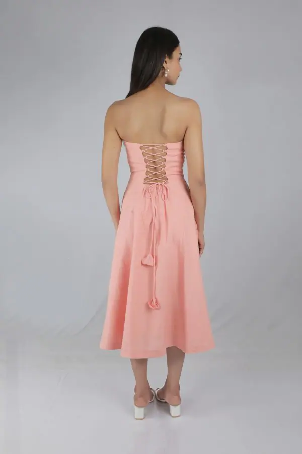 Aurora Bandeau Dress Peach - Image 4