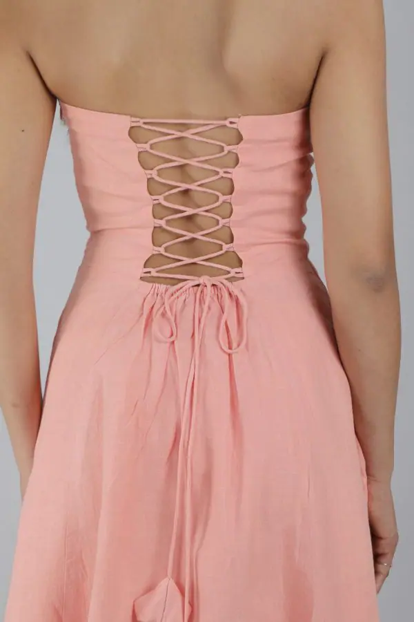 Aurora Bandeau Dress Peach - Image 5