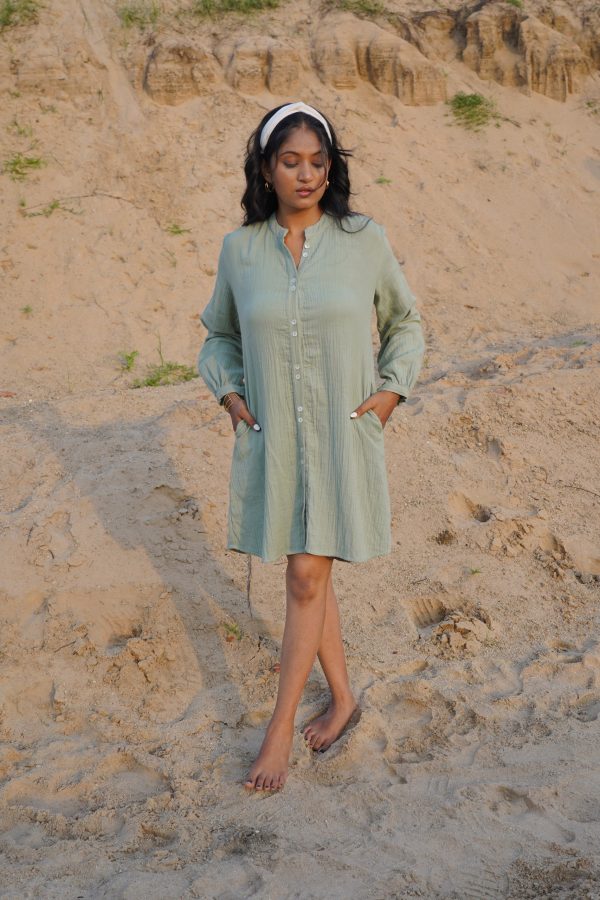 Luna Sage Green Shirt Dress - Image 2