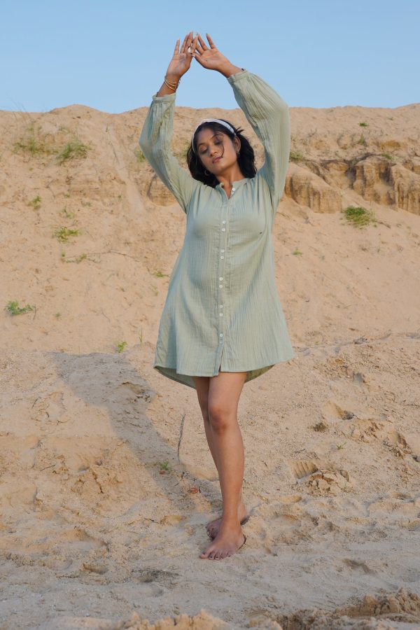 Luna Sage Green Shirt Dress