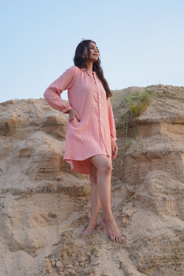 Luna Peach Shirt Dress