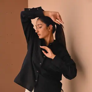 Drift Black Linen Blend Shirt