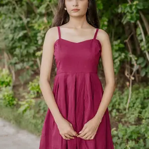 Merle Burgundy Box Pleat Mini Dress