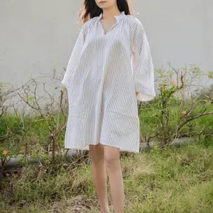 Sand A-line stripe Dress