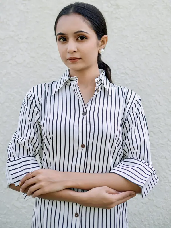 Black and White Stripe Shirt - Image 2